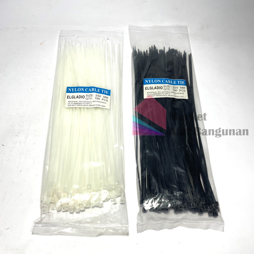 

Kabel Ties 250 mm 25 cm PUTIH & HITAM / Kabel Tie Tis Tish 250mm 25cm / Isi 100 PCS