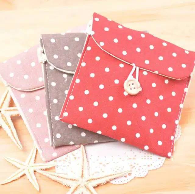 BS153 Dompet Tempat Pembalut Tisu Mini Traveling Motif Polkadot