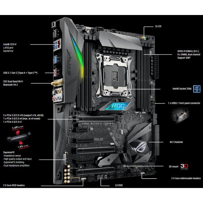 Motherboard Asus Kabylake Rog Strix X299 E Gaming Lga 66 Shopee Indonesia