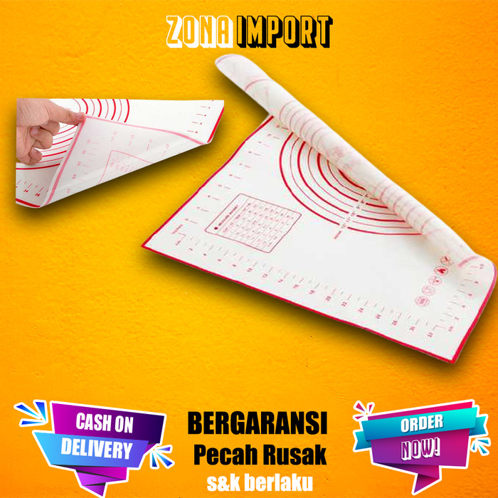 Talenan Silicone Mat Alas Adonan Pizza Donat Martabak 40x60 cm - Merah