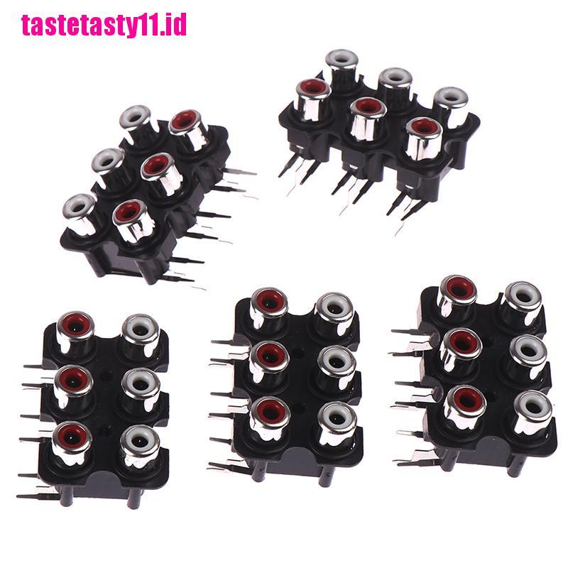 5pcs Soket input Audio Jack AV 6 Lubang RCA Female Stereo
