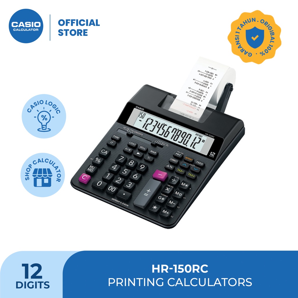 

CASIO KALKULATOR HR-150RC - Hitam - Kalkulator Cetak/Kasir - 12 digit