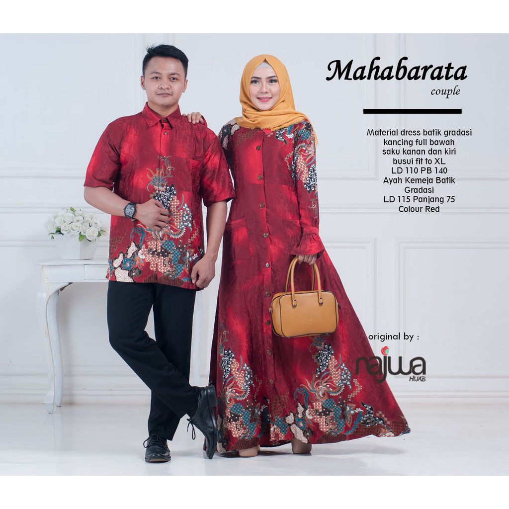 JAZIRAH COUPLE DRESS KEMEJA HIJAB BAJU GAMIS MUSLIMAH ORI NAJWA