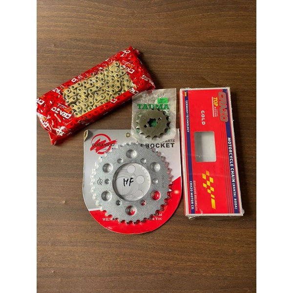 gear set Ninja 150 2Tak R RR 428 Wilwood Set Rantai gold Crazo top racing 33