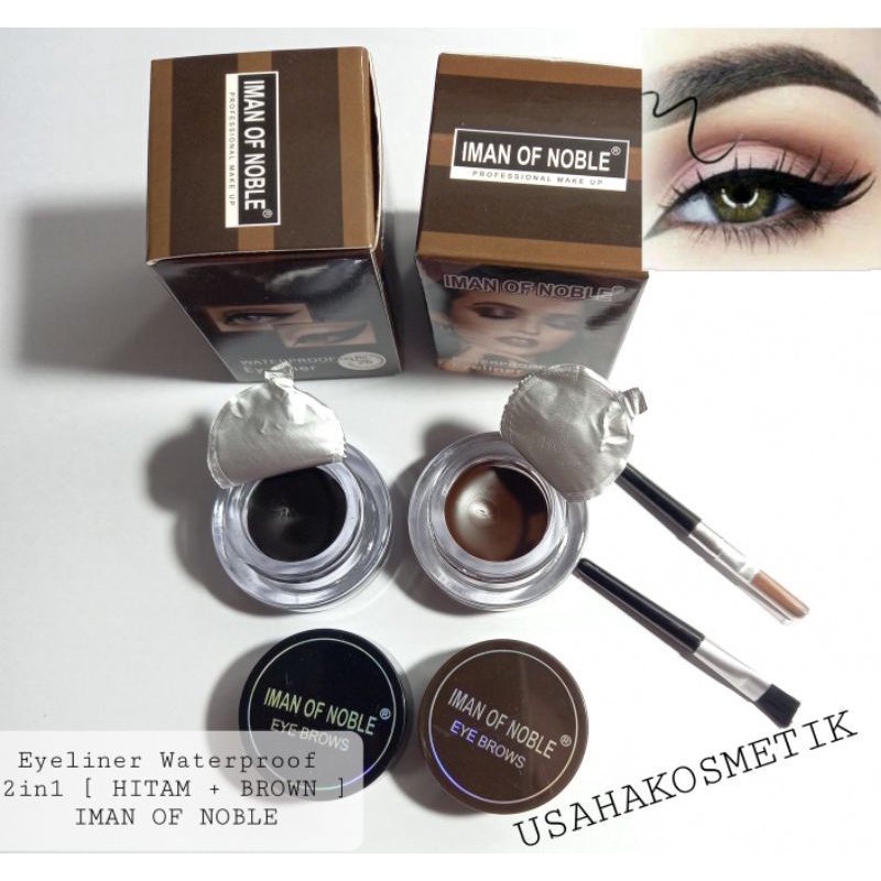 BEST SELLER EYEBROW | GEL EYELINER WATERPROOF 1SET WARNA BROWN + BLACK IMAN