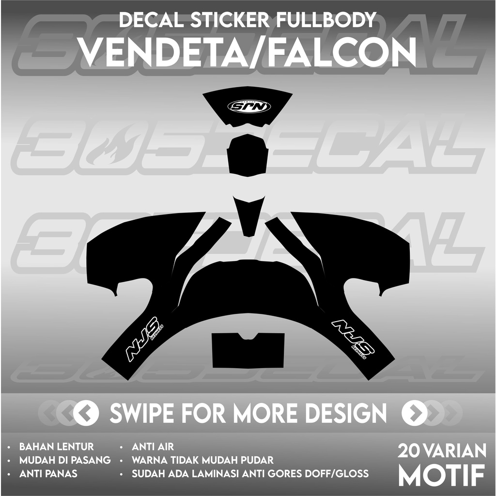 Sticker decal helm NJS ZX1 Polos solid dengan logo