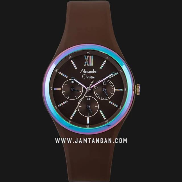 Alexandre Christie AC 2773 BF RIEBO Ladies Brown Dial Brown Rubber Strap