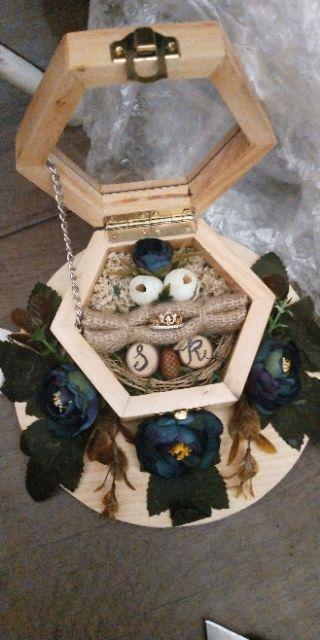 Ring Box, Kotak Cincin, Kotak Seserahan, Ring Bearer - Rustic Dengan/tanpa Inisial.