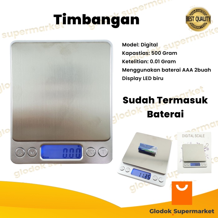 Timbangan Emas Digital Perhiasan Dapur Kitchen Scale Kopi 500 Gram 0.01g 500g