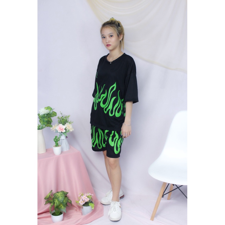 BEFAST - ZRX OOTD Wanita Setelan HACYA / Setelan Oversize Fire Billie Eillish / Setelan Unisex Kekinian / Set Terbaru / Setelan Motif