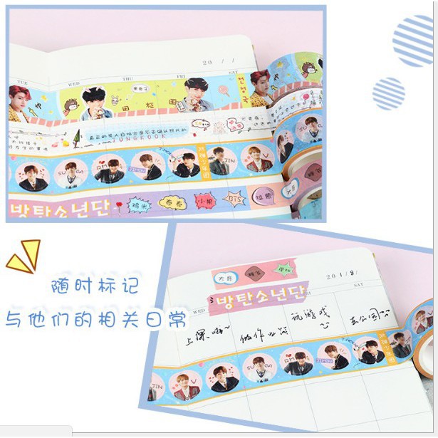  Stiker  Kertas Selotip Washi Gambar Kpop BTS  bt21 Lucu  