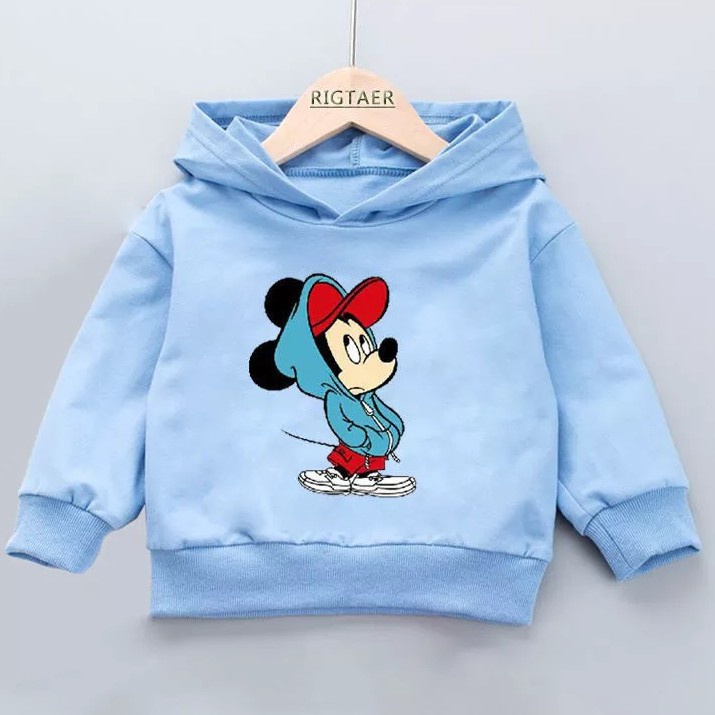 Sweater Hoodie Anak Hat Mickey Mouse Sweater Fleece Baju Anak Pakaian Anak