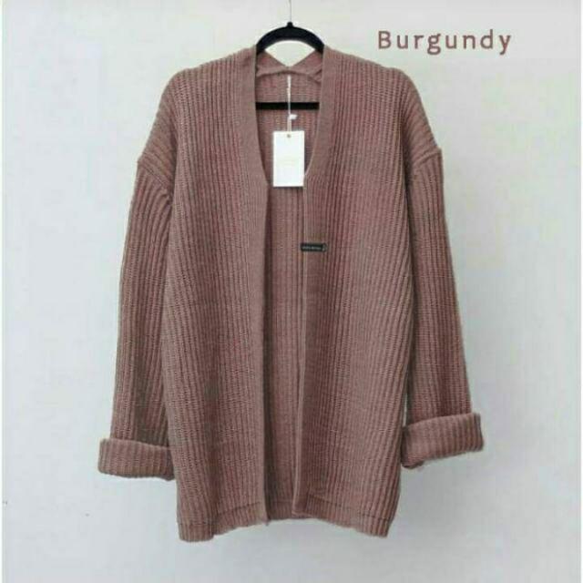 MY001-  KARDIGAN RAJUT HALUS KNIT CARDIGAN  OUTTER-Burgundy