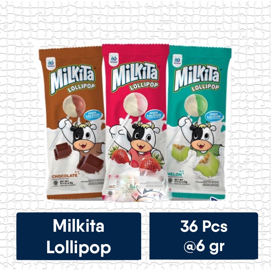 

Milkita Permen Susu Lollipop Aneka Rasa Tinggi Kalsium 1 Pak / 36 Pcs