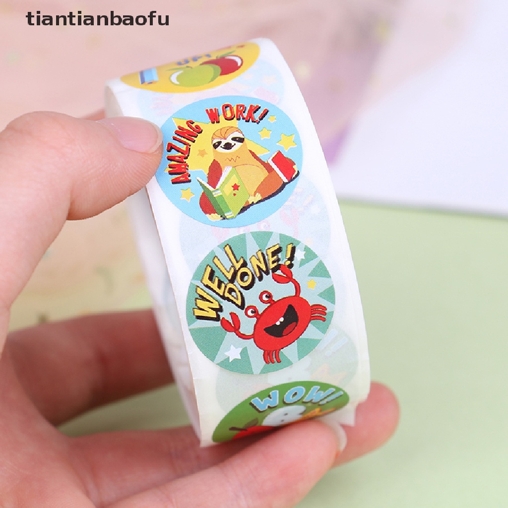 500pcs Stiker Roll Desain Hewan Lucu Untuk Hadiah Anak