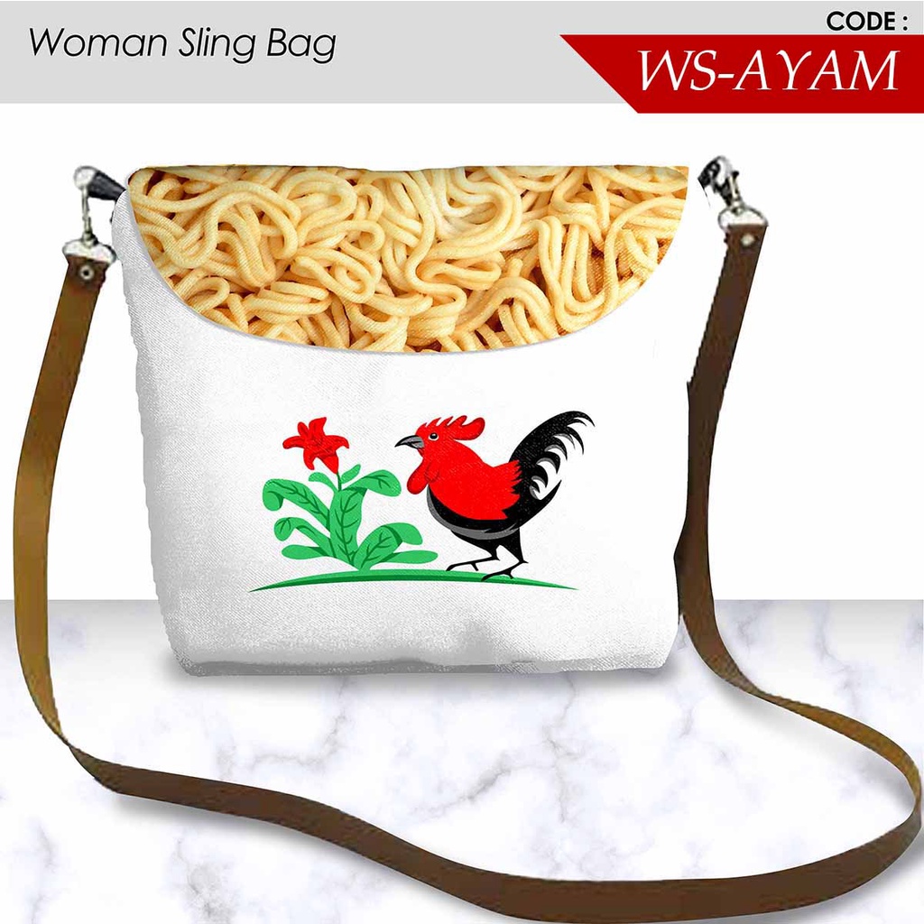 TAS SELEMPANG WANITA, MOTIF UNIK, TAS DAUN, TAS KASUR, TAS GORDEN, TAS KERUPUK, TAS SEMEN, TAS AYAM, TAS CABE.