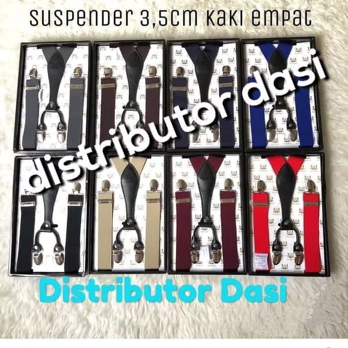 Suspender Kaki 4 Lebar 3,5 Cm Hitam Merah Biru Crem ready stok