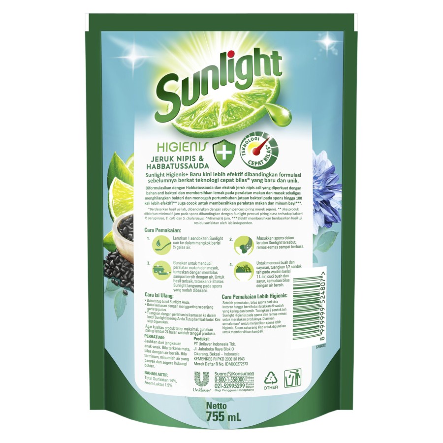 SABUN CUCI PIRING SUNLIGHT JERUK NIPIS &amp; HABBATUSSAUDA 650ML