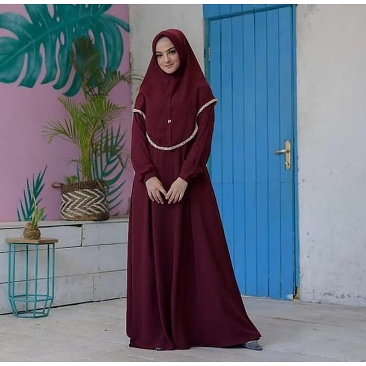 CALA SYAR'I DRESS + KHIMAR BHAN MOSSCRAPE GAMIS SYARI MEWAH TERBARU GAMIS KEKINIAN BAJU MUSLIM SET H