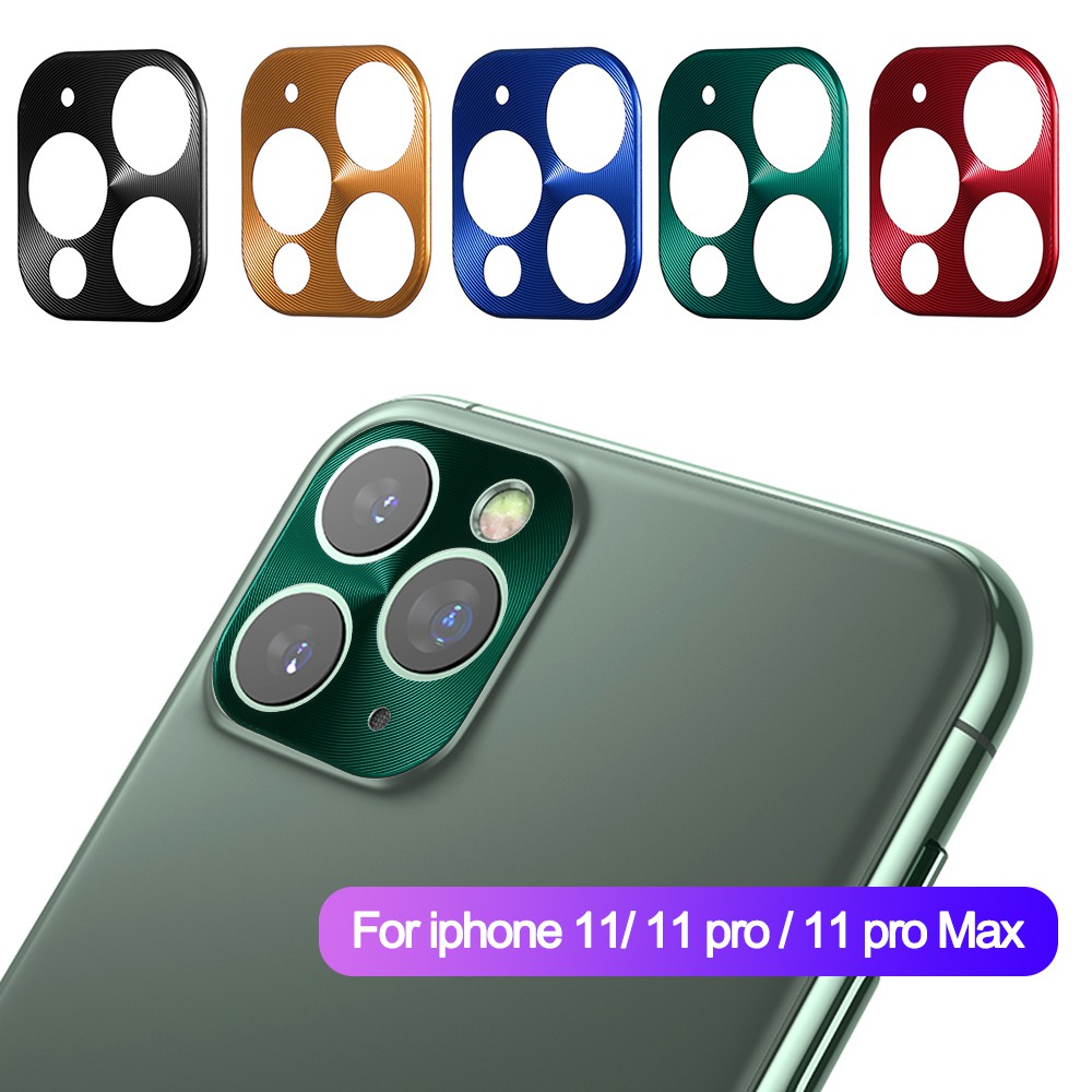 For iPhone 11 Metal Camera Frame Protectors Tempered Glass iPhone11 Pro Max Full Lens Film