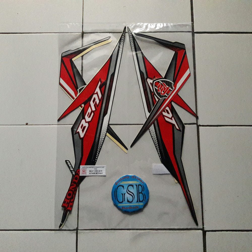 Variasi Striping Stiker Motor Honda Beat Fi Cbs 2019 Hitam Merah