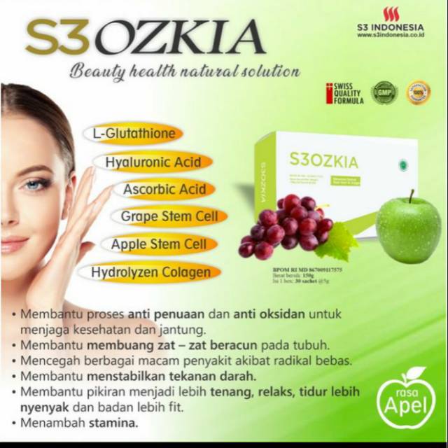 ORIGINAL SUPLEMEN S3 OZKIA -STEMCELL APEL #ANTI AGING #ANTI PENUAAN
