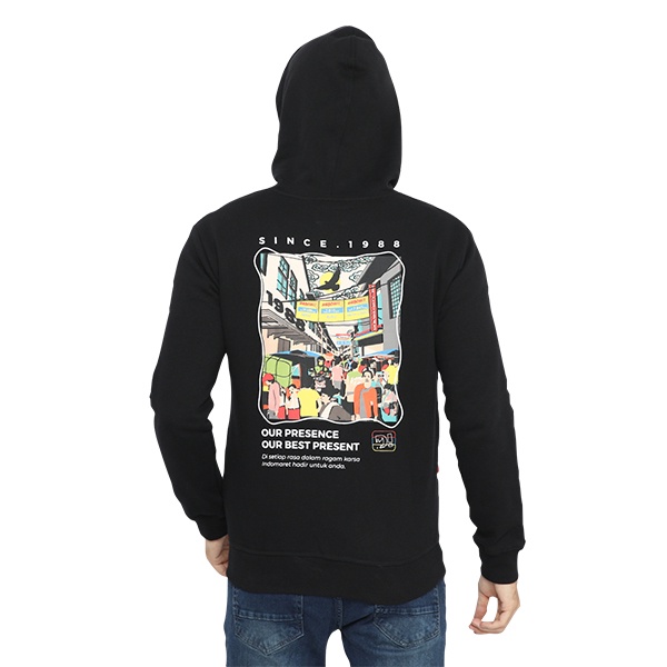 DAMN I LOVE INDONESIA X INDOMARET HOOD BLACK TRADITIONAL MARKET
