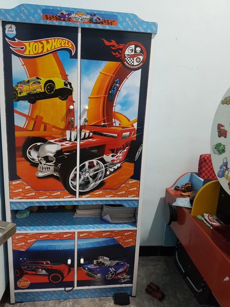  Lemari  Pakaian Anak  2 2 Pintu Karakter Hot Wheels  Car WD 