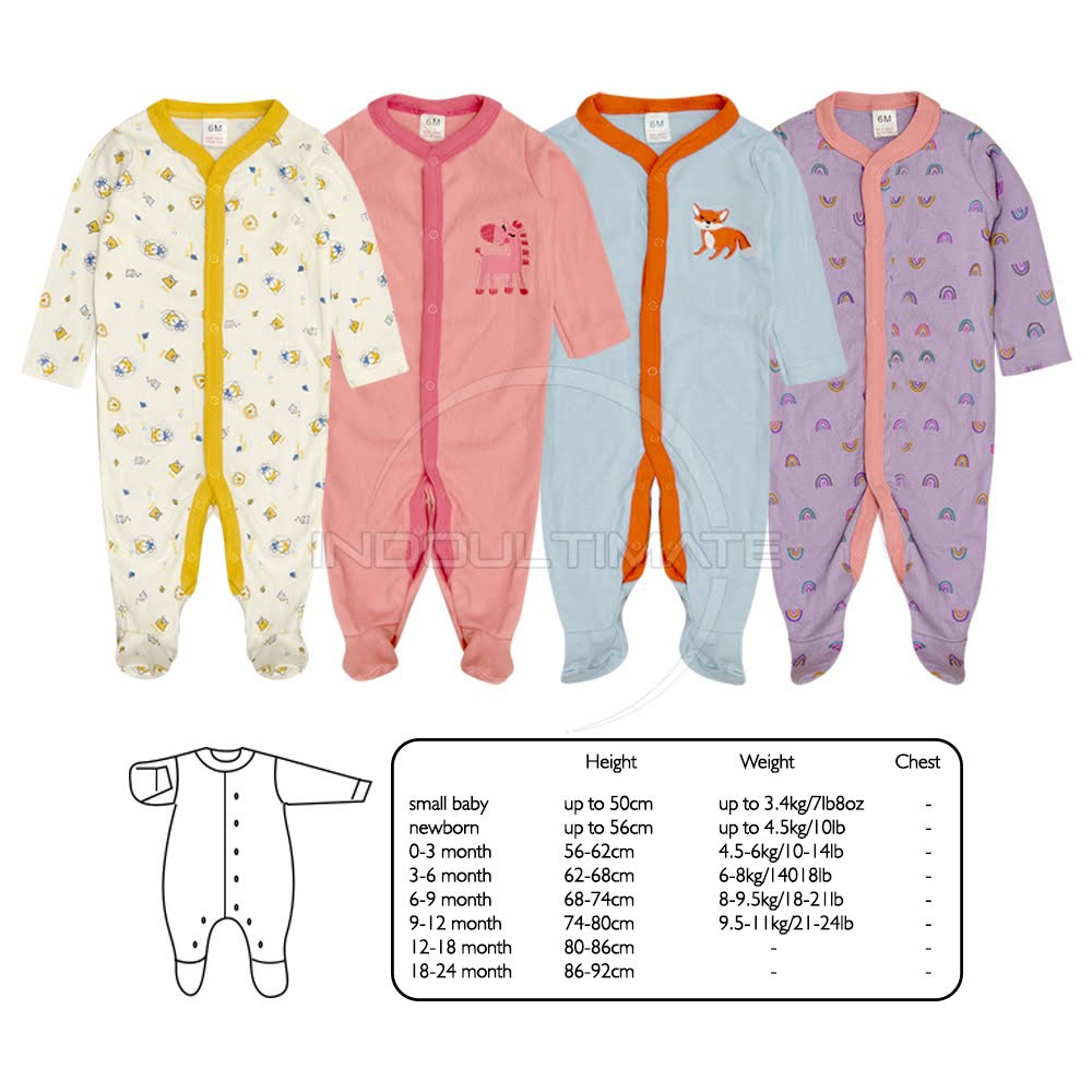 [RANDOM MOTIF] Sleepsuit Kaki Tutup Bayi Jumper Kaki Tutup Bayi Baru Lahir Lengan Panjang BC-09002