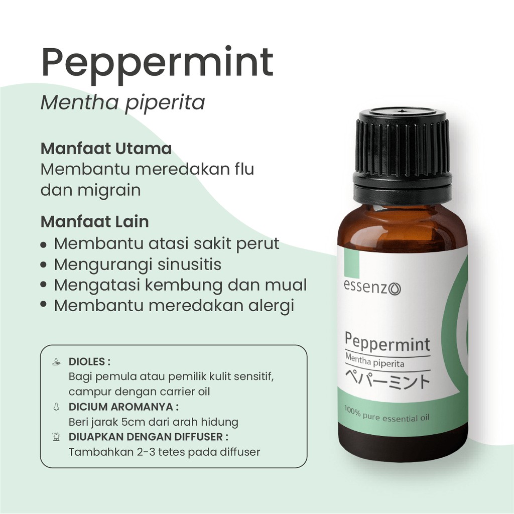 Mengatasi Flu dan Migrain Dijamin Ampuh Minyak Herbal Alami Essenzo Peppermint Essensial Oil