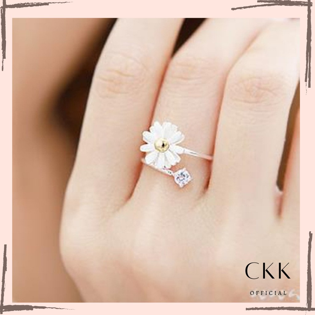 ➰CKK➰ Cincin Bunga FA56 Cute Silver Sun Flower Ring Beautiful