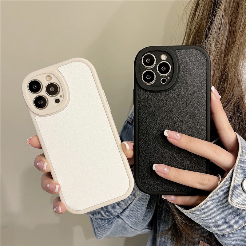 Untuk Realme5 5s 5s 6 7 7i 8c11 C15 C17 C20 C21 C21Y C25Y C35 4G 5G 2020 2021 Casing Simple Hitam Putih Kulit Domba Kulit Lembut Silicone Phone Case Cover Untuk Realme XT X2 GT Neo3