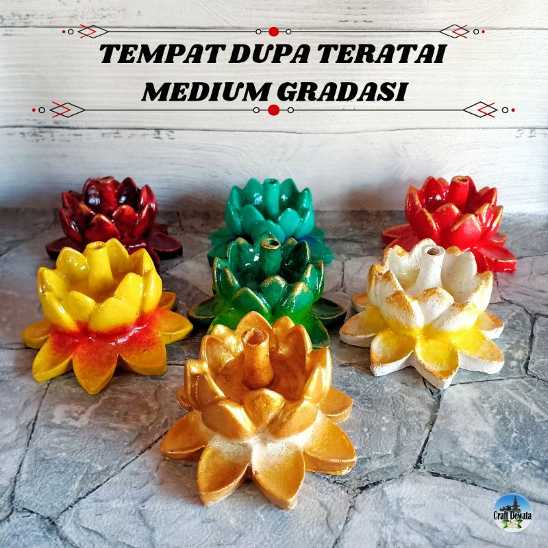 Tempat Dupa Teratai M Gradasi / Tempat Dupa Bali / Tempat Dupa Antik | PREMIUM QUALITY | / Tempat Dupa Bali / Souvenir Pernikahan Mewah / Craft Dewata