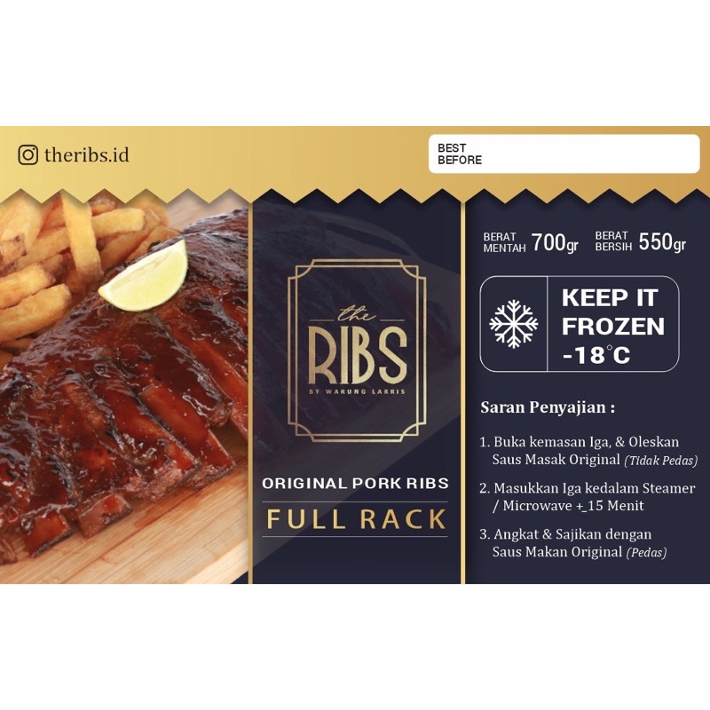 

The Ribs Frozen Original Full Rack Pork Ribs Iga Babi