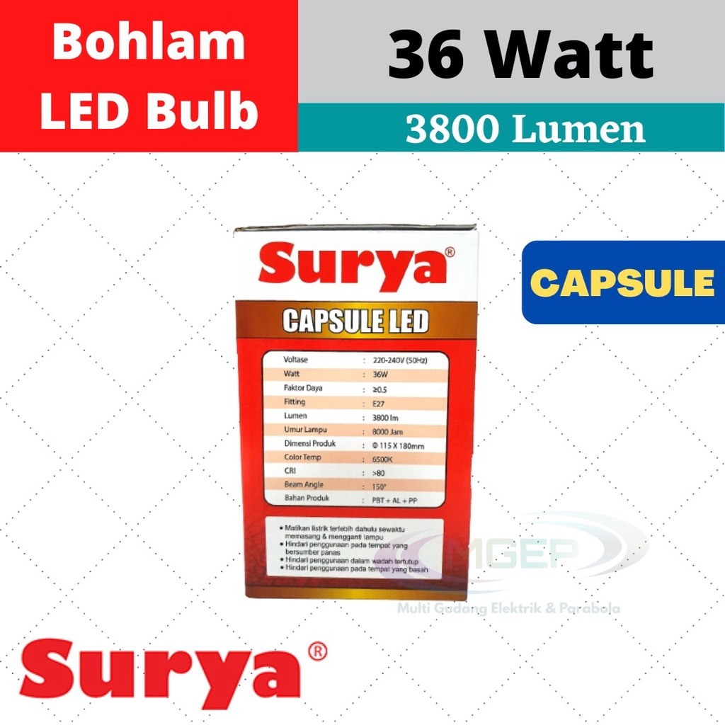 Lampu LED Surya Capsule New 36 Watt 36 W Putih Cool Daylight Original