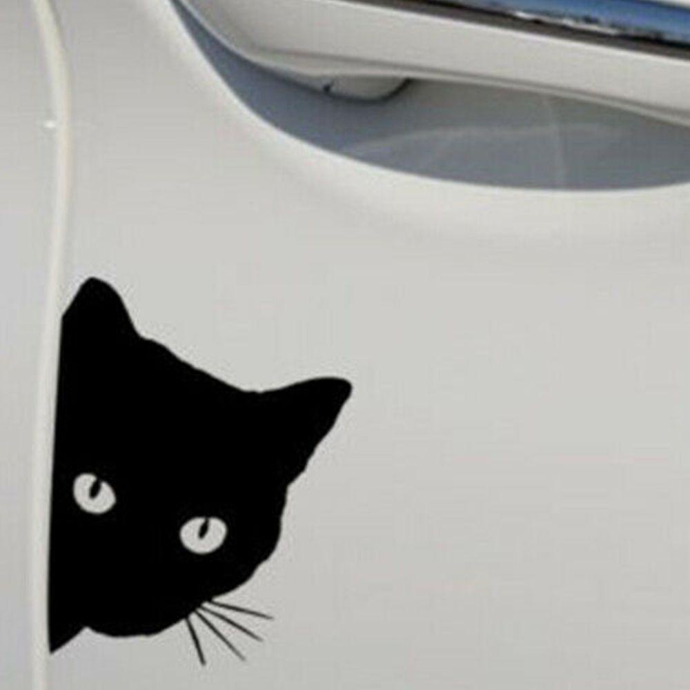 Lanfy Stiker Mobil Wajah Kucing Hitam Mengintip Reflektif Otomotif Decal