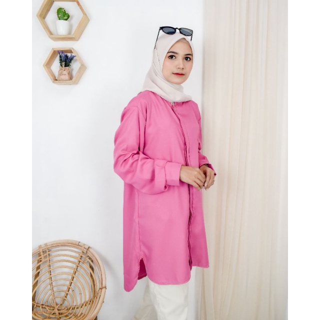 Eila Basic shirt Polos BY RAFEFA / kemeja panjang / tunik polos / kemeja wanita premium / kemeja wan