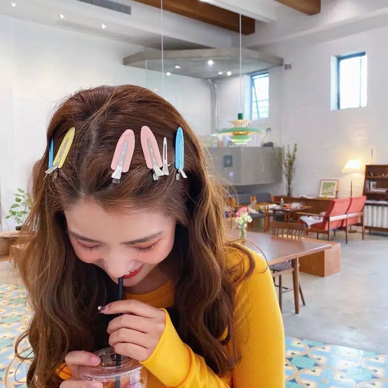 FerenHongXia 4Pcs/Set Seamless Japan Fashion Wide Resin Transparent Candy Color Hair Clips