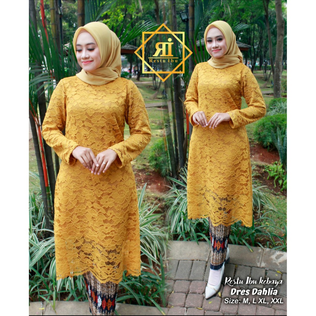 RES&gt; SET Kebaya tunik brokat - kebaya tunik adelia luna - kebaya brokat import - baju tunik pesta