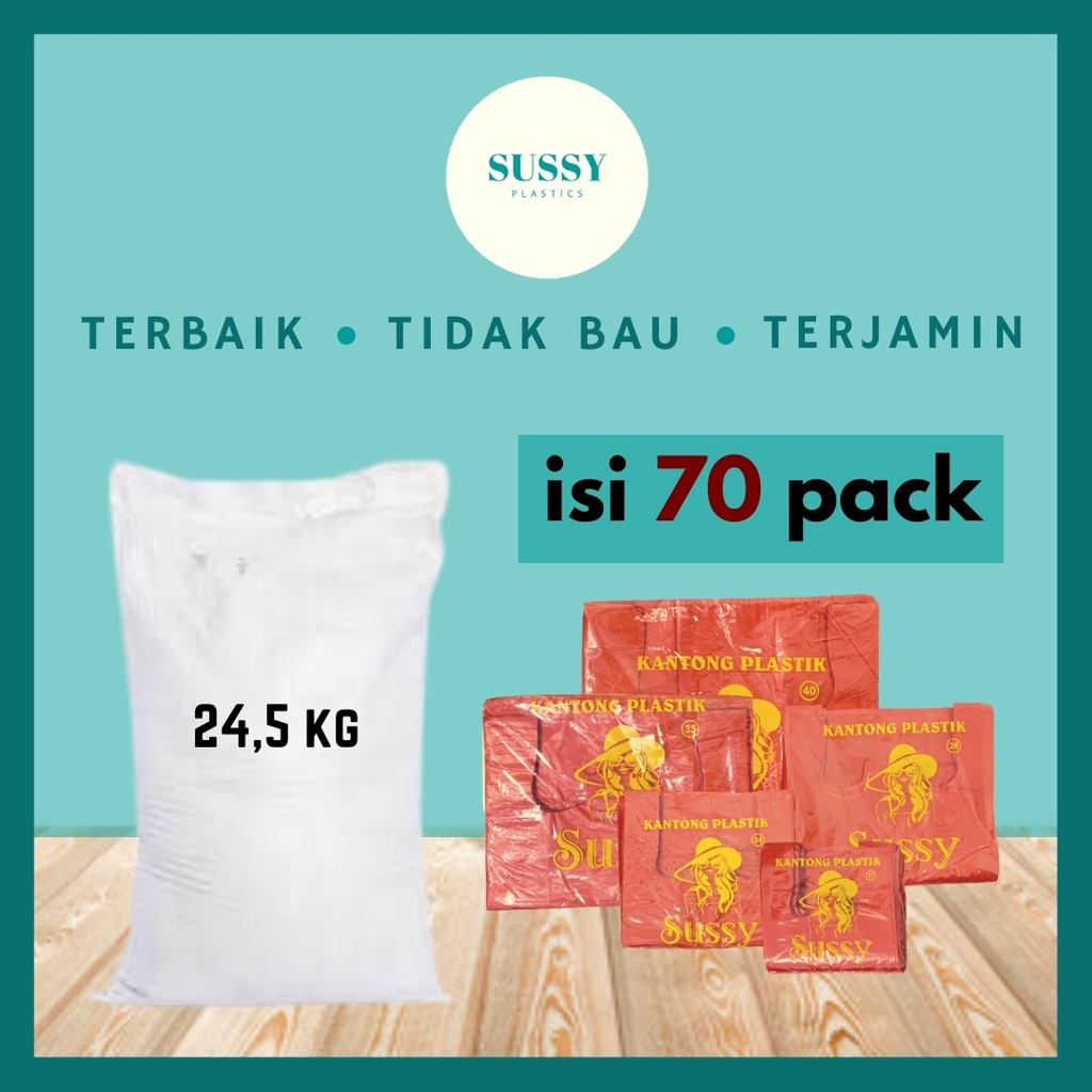 GROSIR Kantong Plastik Kresek Sussy Tebal Merah Ukuran 17 24 28 35 40