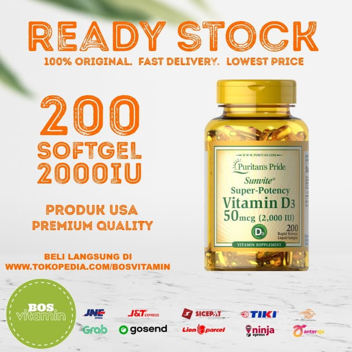 PURITAN'S PRIDE VITAMIN D3 2000 IU - 200 Softgels (PURITAN D3 2000IU)