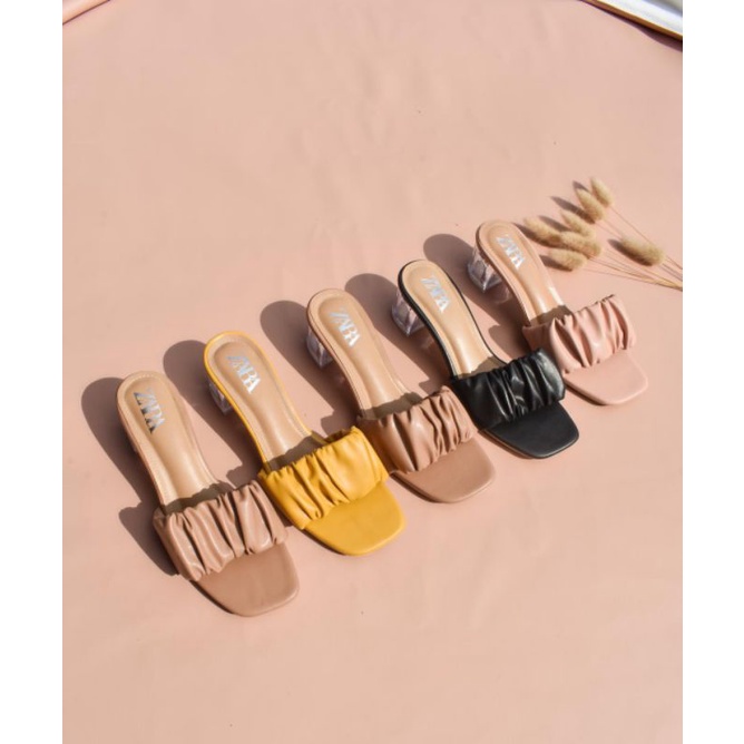ZARA AM17 SANDAL HAK KACA PREMIUM, KUALITAS IMPORT, SANDAL KEKINIAN