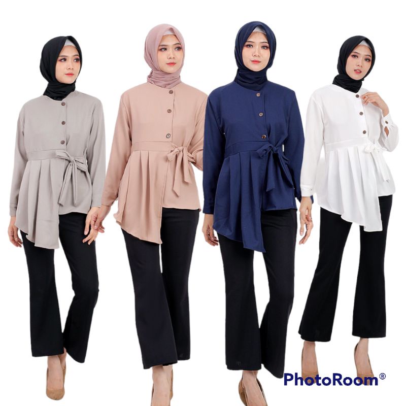 ATASAN WANITA / BLOUSE  REMPEL TALI SAMPING A062-705