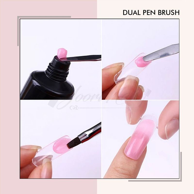 Polygel dual pen 2in1 brush poly gel nail art extension kuku kuas 2 in 1 exten nails