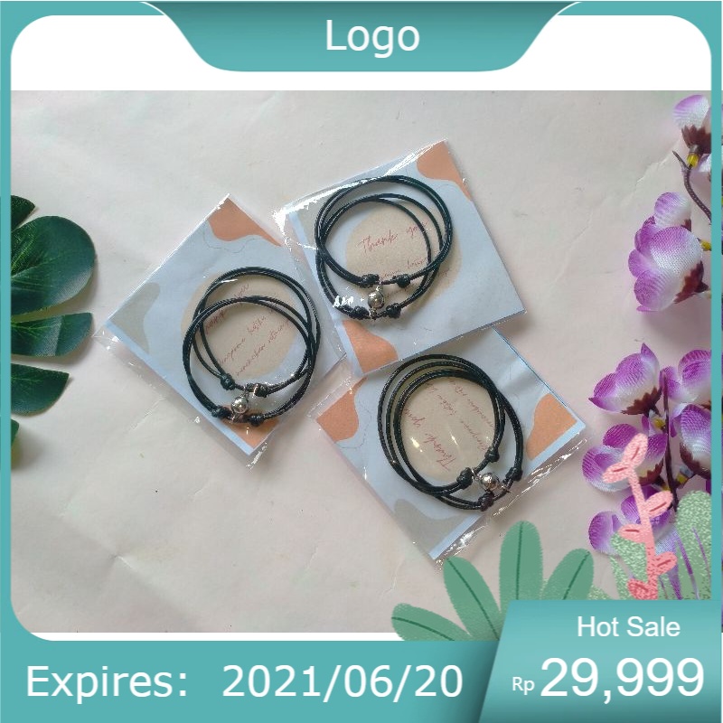 GELANG HITAM COUPLE INISIAL MAGNET