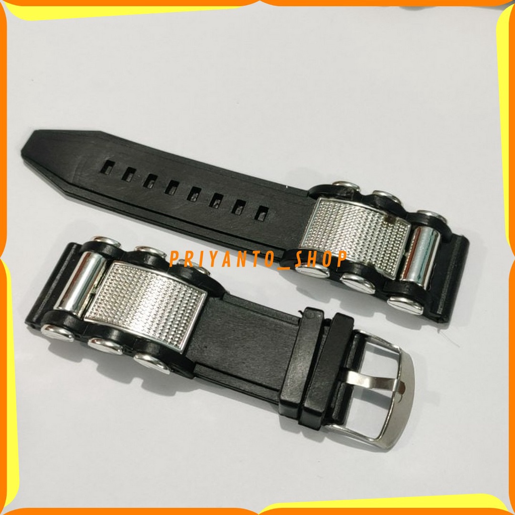 Tali karet Jam Tangan 24mm Rubber Strap Fashion Hitam Bagus WH57