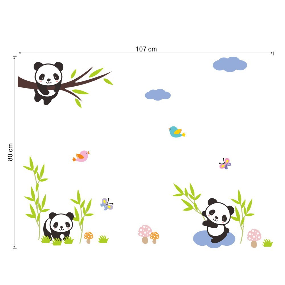 Bayar Di Tempatstiker Dinding Kartun Panda Decal Dekorasi Ruangan