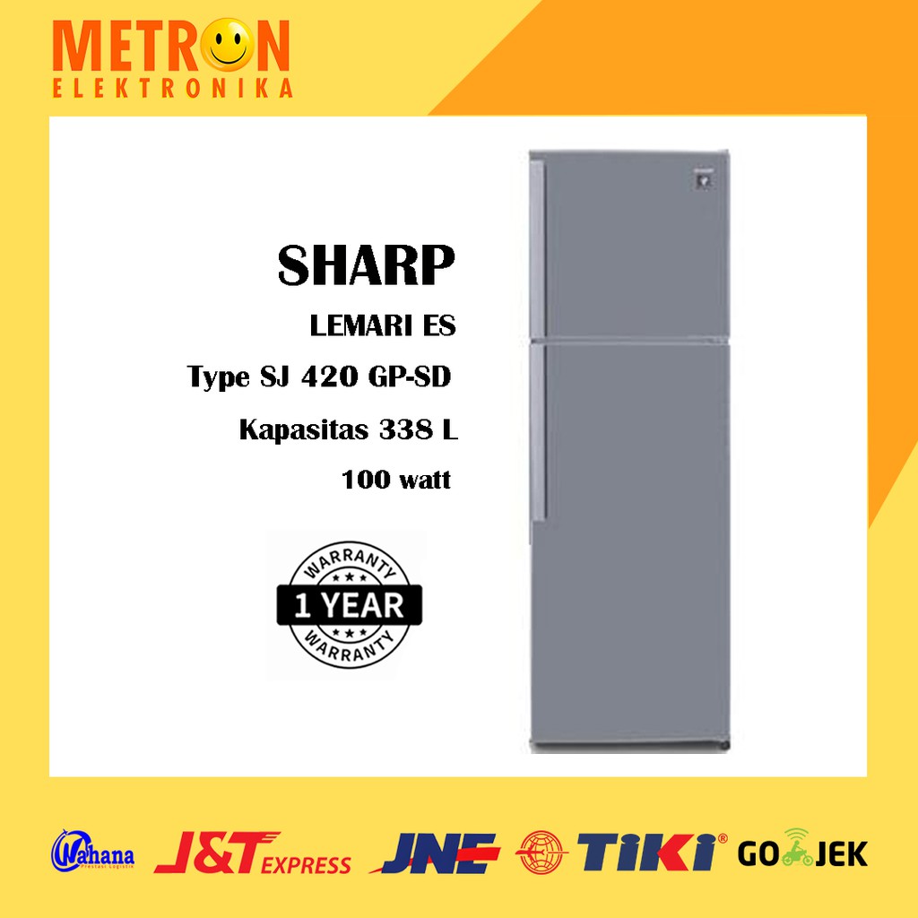 SHARP SJ 420 GP SD / DARK SILVER KULKAS LEMARI ES 2 PINTU BIG KIREI SERIES 338 LITER / SJ420GPSD