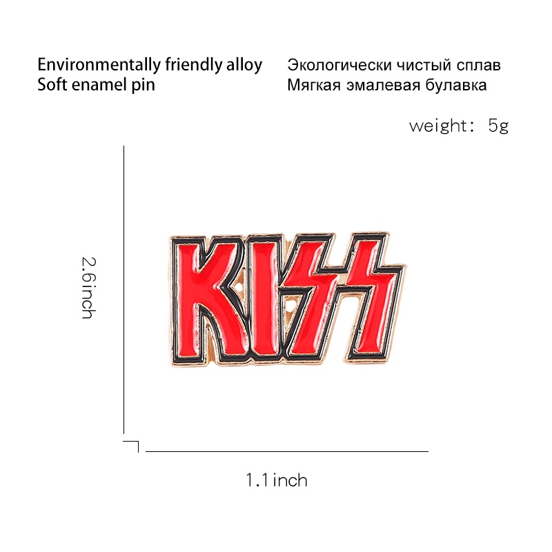 Qihebros Pin Enamel Bentuk Ciuman Tulisan KISS Untuk Aksesoris Tas Ranselpakaian