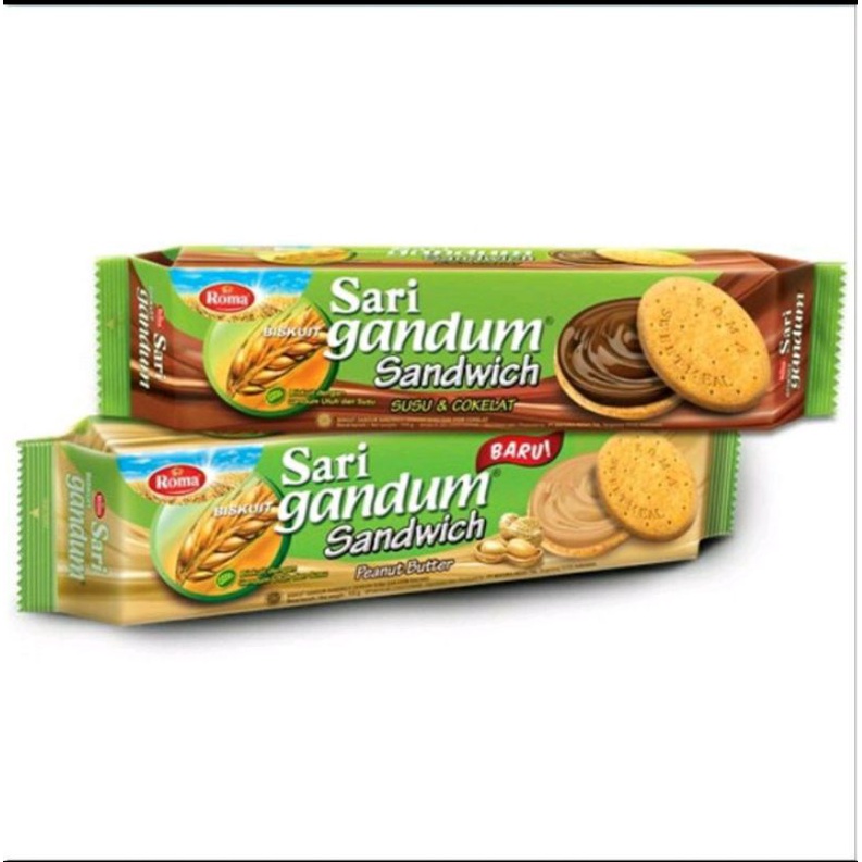 

ROMA SARI GANDUM SANDWICH COKELAT & PEANUT BUTTER 115 gram